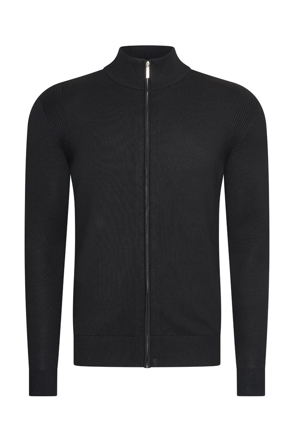 Knitted Zip Cardigan Onyx Black