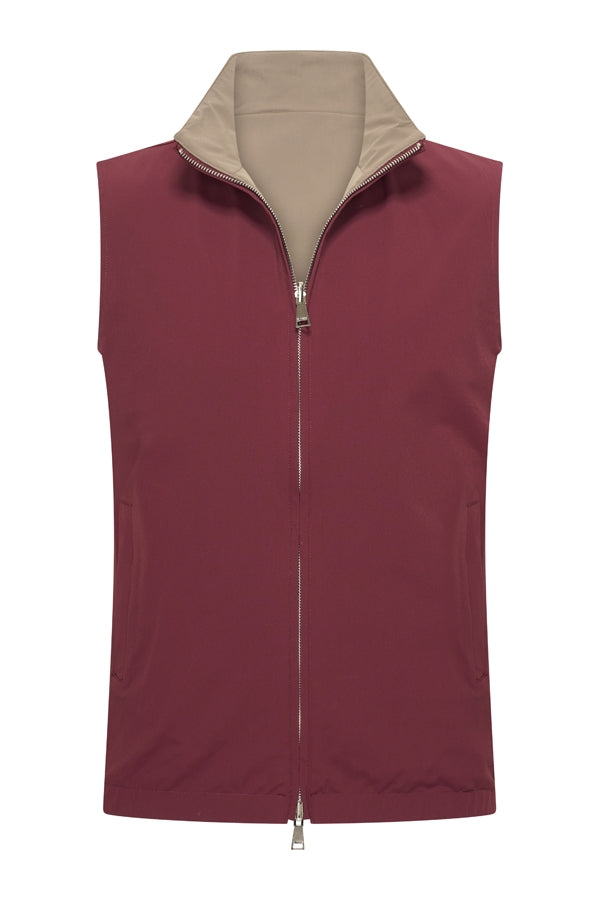 Reversible Gilet – Cherry Red x Desert Taupe