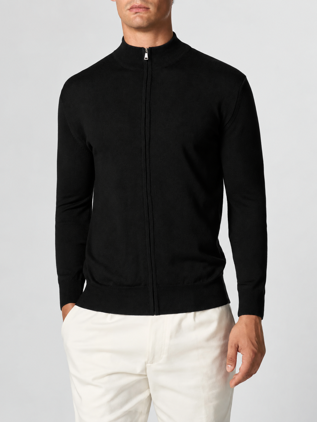 Knitted Zip Cardigan Onyx Black