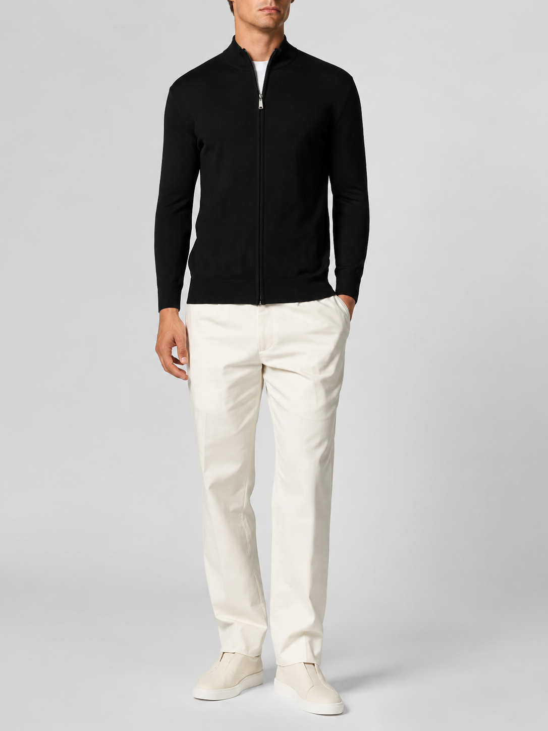 Knitted Zip Cardigan Onyx Black