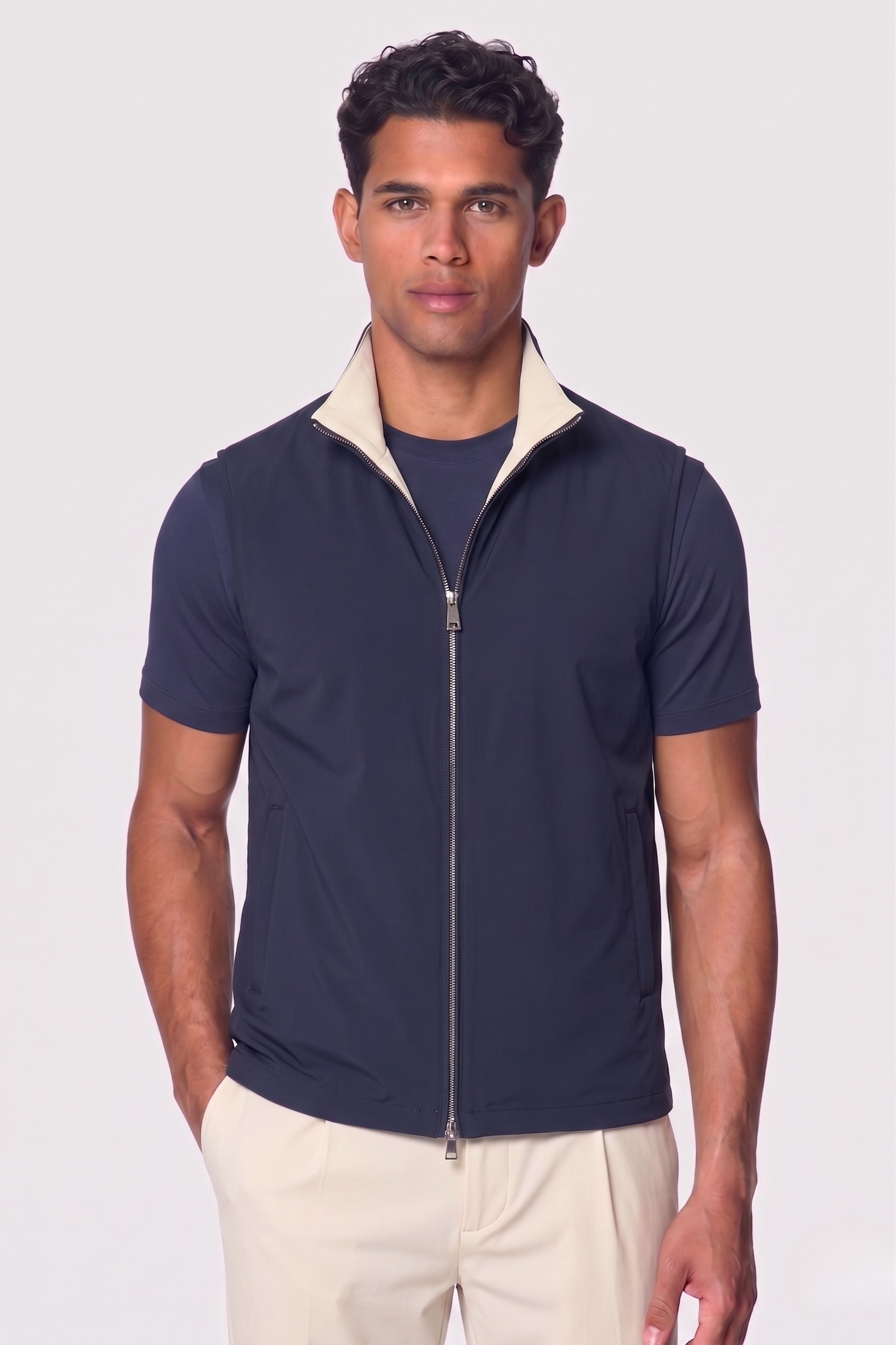 Reversible Gilet Deep Navy X Soft Sand