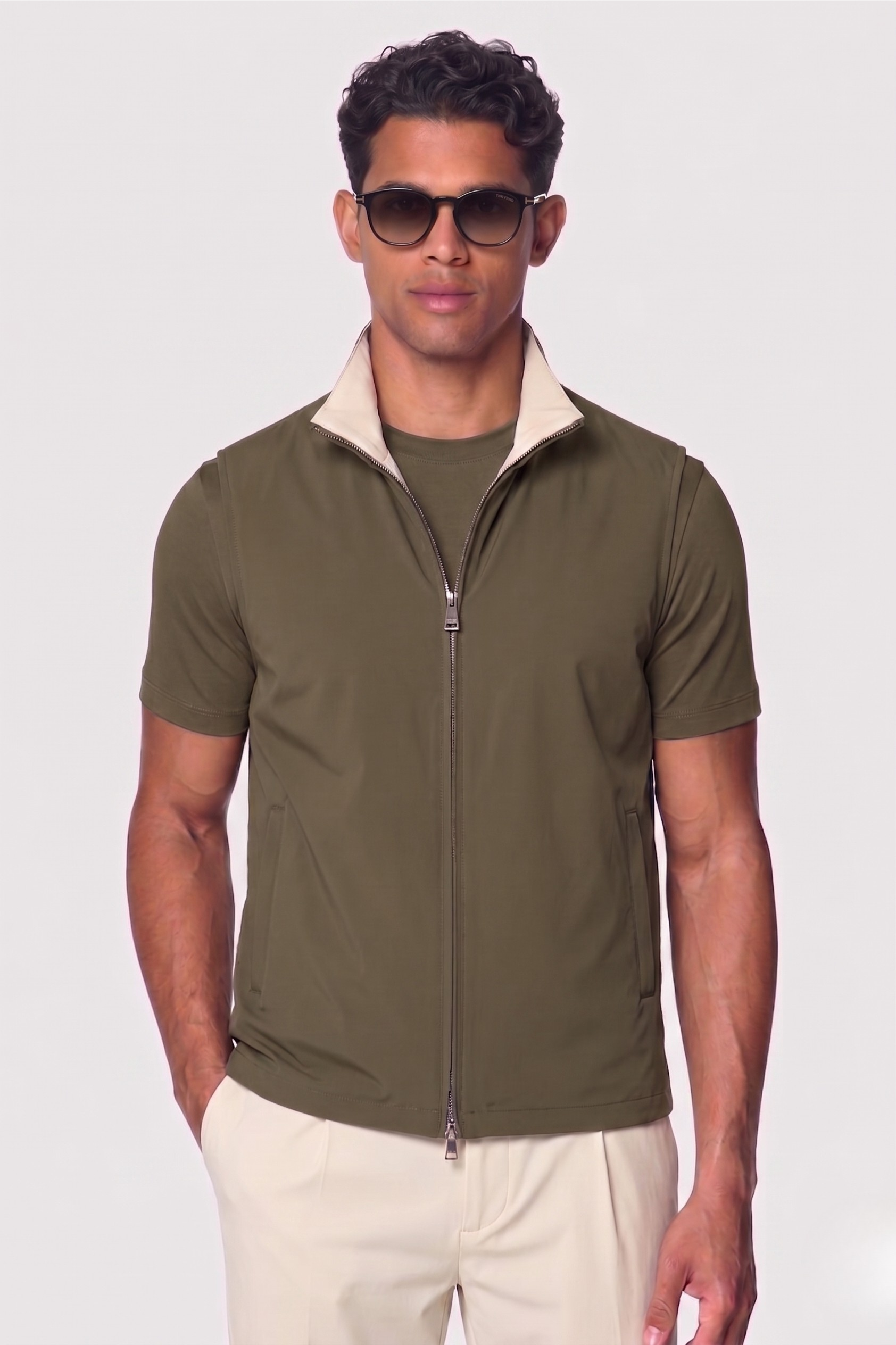 Reversible Gilet Olive Grove X Soft Sand